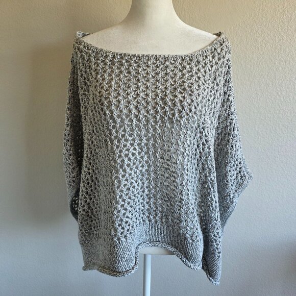 Torrid Poncho Top Sweater Open Chunky Knit Gray Boxy Plus Sz 3 - 4 Cotton Blend - Picture 1 of 8
